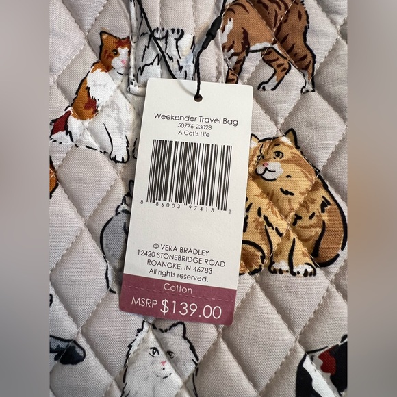 Vera Bradley Weekender Travel Bag A Cat’s Life - Picture 2 of 16